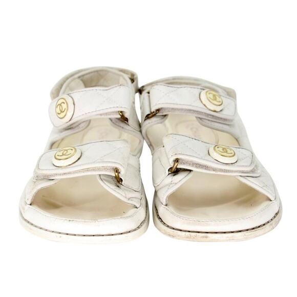 Chanel Dad Flats 38 Leather Lambskin Quilted Sandals CC-1110P-0003 - Picture 2 of 10